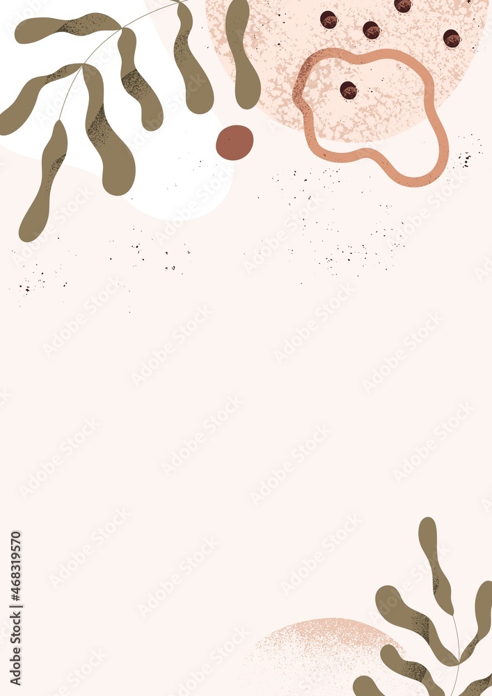 Leinwandbilder modern abstract background with leaf and organic geometric shapes. trendy card design with floral fr