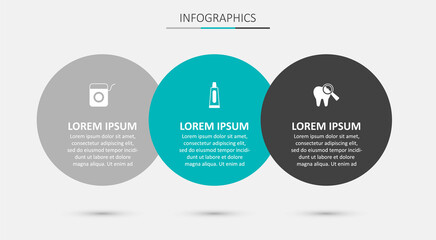 Set Tube of toothpaste, Dental floss and Broken. Business infographic template. Vector