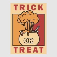 vintage poster design trick or treat retro illustration