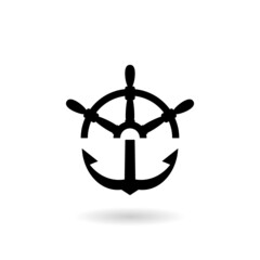 Fototapeta premium Nautical or marine logo icon with shadow