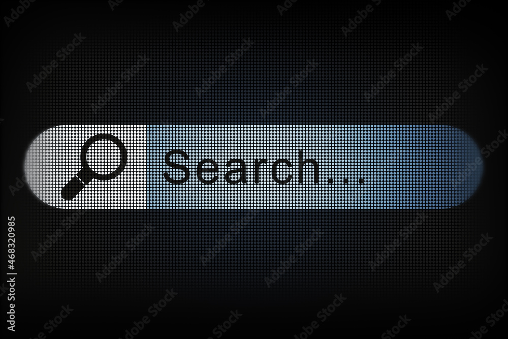 Poster Abstract search bar on dark background. SEO and internet concept. 3D Rendering.
