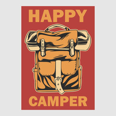 vintage poster design happy camper retro illustration