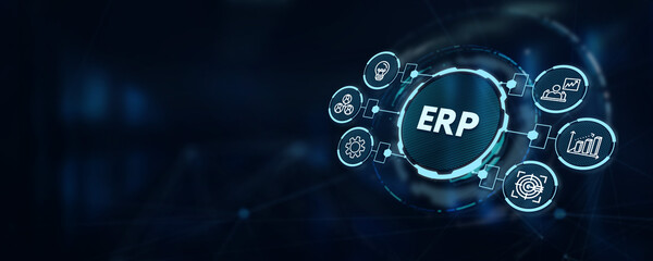 Business, Technology, Internet and network concept. Enterprise resource planning ERP concept. 3d illustration