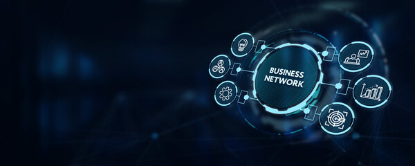 Business, Technology, Internet and network concept. Online Business Network. 3d illustration