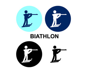 Biathlon competition illustration icon. biathlon vector icon for any design in blue and black circle.