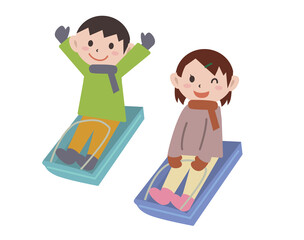 冬　ソリ　遊び　子供
