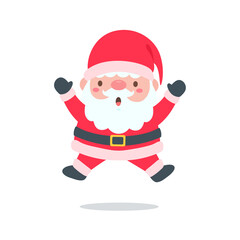 cartoon santa wearing red knitted hat for decorating Christmas greeting cards