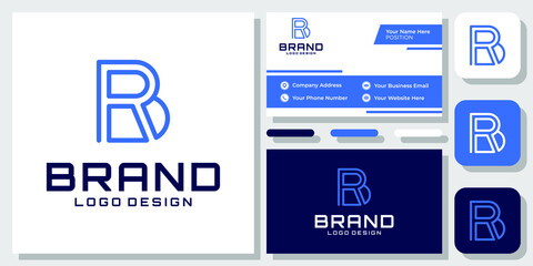 Initials Letter BR RB Monogram Creative Abstract Modern Logo Design with Business Card Template