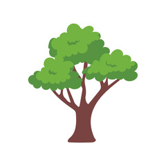 Vector green tree element. fertile forest for decoration