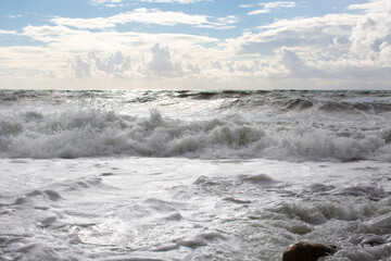 Big waves on the sea.