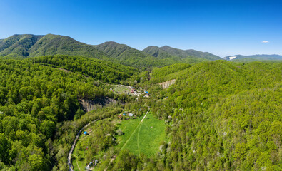 The North Caucasus. The valley of the river Zhane. Aerial view.
