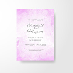 Watercolor wedding invitation card. Beautiful wedding card watercolor with splash.