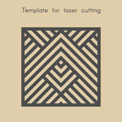 Template for laser cutting. Stencil for panels of wood, metal. Geometric pattern. Square background for cut. Decorative stand.