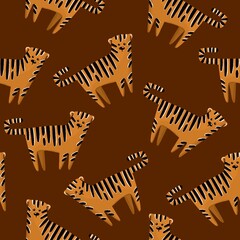 Abstract seamless pattern with tigers. Design for fabric, textile, wallpaper and packaging 