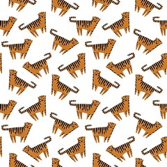 Digital seamless pattern with abstract tigers. Design for fabric, textile, wallpaper and packaging 