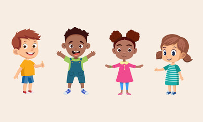 Set of cute children's cartoon characters different