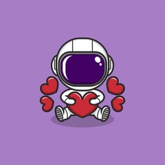 full cute cartoon astronaut. vector illustration for mascot logo or sticker © gilar