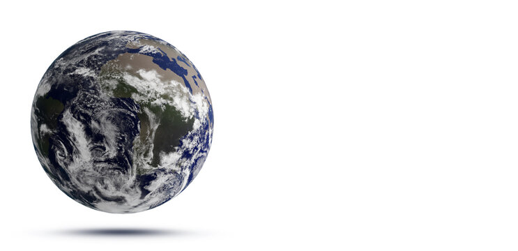 Illustration of planet Earth on white background, banner design