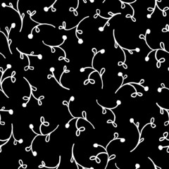 Seamless pattern with abstract plants on the black background.Design for fashion, fabric, textile, wallpaper and a print on a different product.	