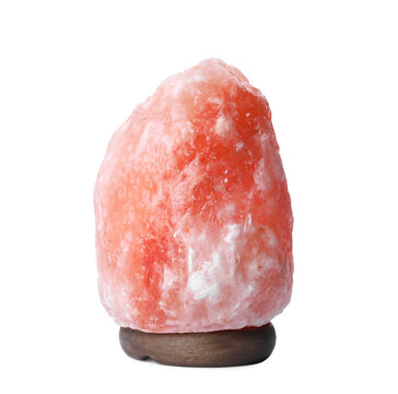 Pink Himalayan Salt Lamp Isolated On White