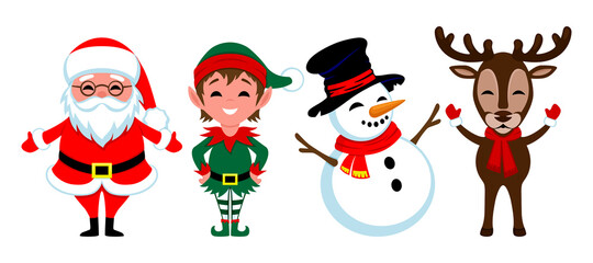 Fototapeta premium Set with characters for celebrating Christmas and new year on white background.