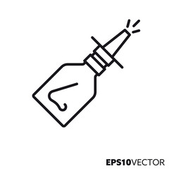 Nasal spray line icon. Outline symbol of medical therapy. Health care and medicine concept flat vector illustration.