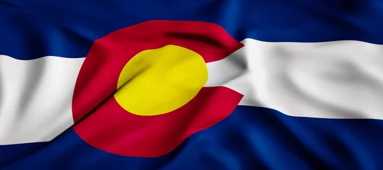 Foto op Canvas Waving flag concept. National flag of the US State of Colorado. Waving background. 3D rendering. © PhotoGranary