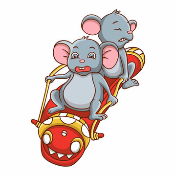 cartoon illustration rat on roller coaster