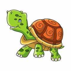 Fototapeta premium cartoon illustration walking turtle