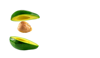 Avocado isolated on white background. Copy space