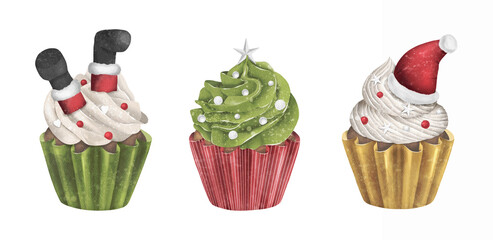 Christmas and new year watercolor illustration 