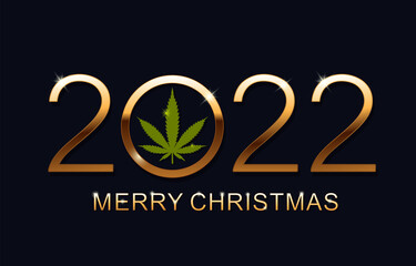 New Year 2022 and Merry Christmas greeting card vector illustration. Merry Christmas 2022.