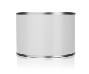 Tin can for preserve food. Template for product design mock-up. Isolated
