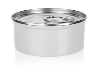 Tin can for preserve food mockup. Isolated on white background