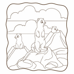 Obraz premium cartoon illustration earth pig standing in the hole book or page for kids black and white