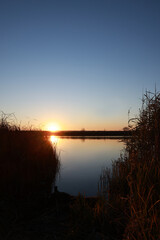Picturesque view of tranquil river at sunset