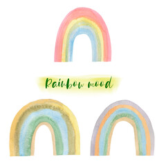 Watercolor illustration of a set  rainbow multicolored. Hand-drawn and suitable for all types of design and printing.