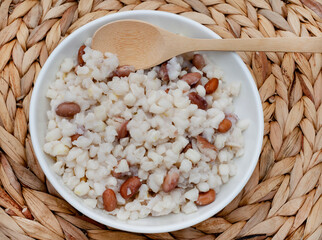 South African staple of pounded maize kernels known as samp and beans