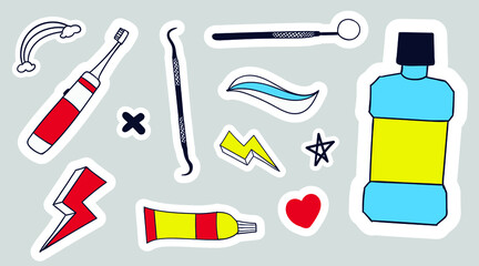 Colorful Hand Drawn Toothcare element