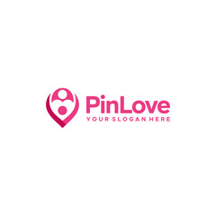 flat colorful PinLove circle community logo design