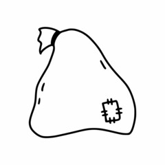 Pouch with a gift for New Year and Christmas. Coloring book for children. Vector illustration with doodles. The outline icon.