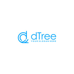 minimalist lettermark initial d dTree logo design