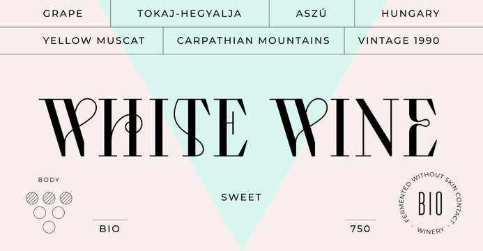 Minimal Label. Set of modern wine tag, label for brand, logo, sticker winery. Template design minimal label, tag or card with text modern font White Wine. Typographic wine tag. Vector Illustration