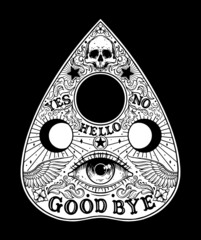 Ouija Planchette Board graphic illustration