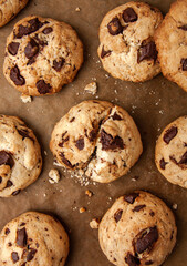 Chocolate chip cookies top view
