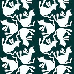 Seamless Halloween pattern with black cats for fabrics and textiles 