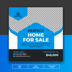 Perfect Home for sale Real Estate Social Media Post and Banner Design Template 