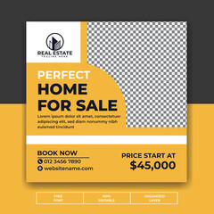 Perfect Home for sale Real Estate Social Media Post and Banner Design Template 