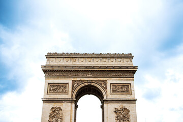 Fototapeta na wymiar PARIS, FRANCE - August 22, 2019: Arc de Triomphe in Paris, one of the most famous monuments, Paris, France.