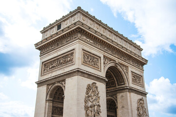 Fototapeta na wymiar PARIS, FRANCE - August 22, 2019: Arc de Triomphe in Paris, one of the most famous monuments, Paris, France.